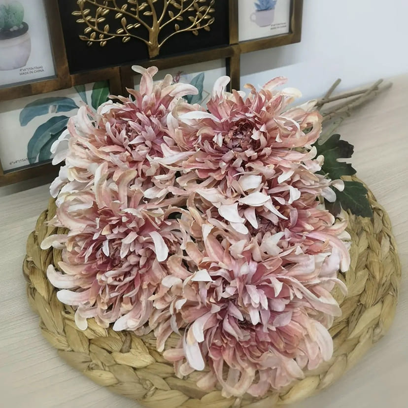 Искусственные цветы в Нижнем Тагиле | Цветок искусственный «Хризантема», персиково-розовая, одиночный