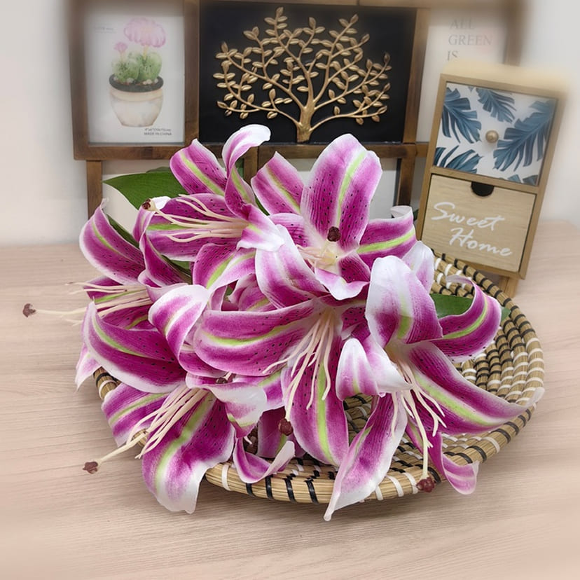 Искусственные цветы на могилу в Нижнем Тагиле | Цветы искусственные «Лилии крупные», розово-сиреневые, букет