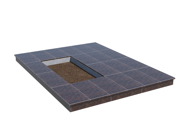 Площадки на могилу в Нижнем Тагиле | Площадка с вертикальной (10 см) облицовкой Дымовским гранитом (под цветник)