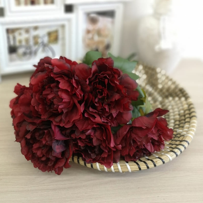 Искусственные цветы на могилу в Нижнем Тагиле | Цветы искусственные «Пионы», бордовые, букет