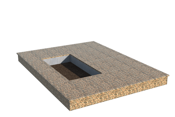 Площадки на могилу в Нижнем Тагиле | Площадка с вертикальной (15 см) облицовкой Южно-султаевским гранитом (под цветник)