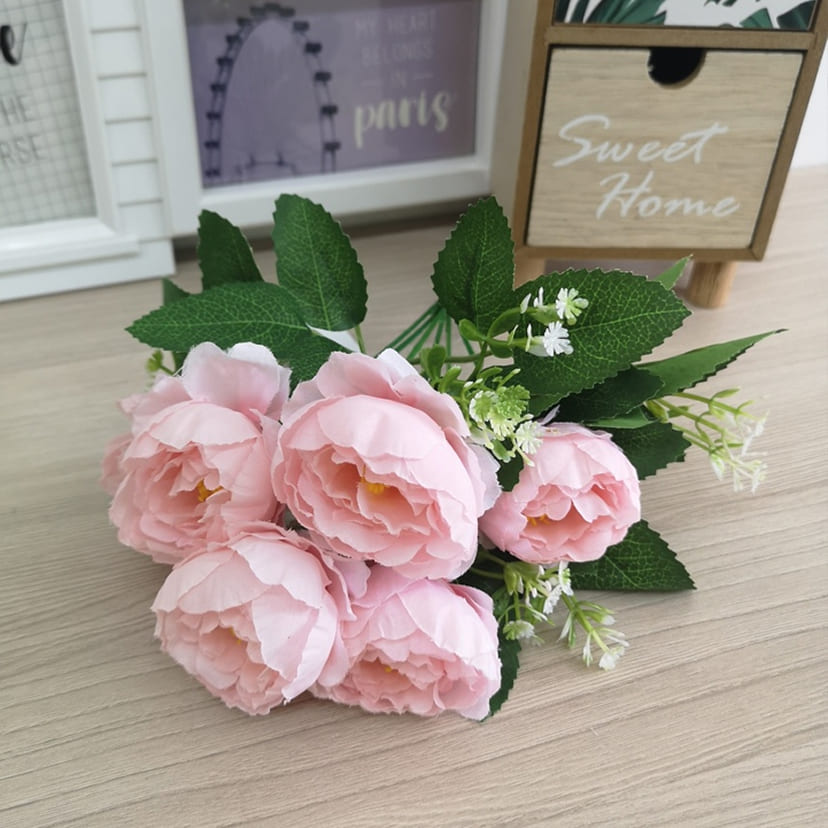 Искусственные цветы на могилу в Нижнем Тагиле | Цветы искусственные «Минипиончики с гипсофилой», нежно-розовые, букет