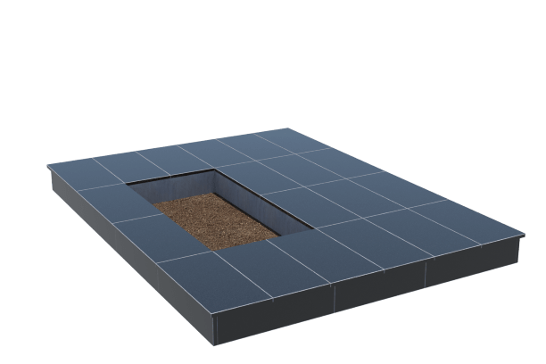 Площадки на могилу в Нижнем Тагиле | Площадка с вертикальной (15 см) облицовкой гранитом Габбро (под цветник)