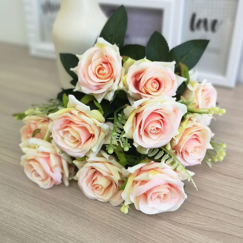 Искусственные цветы в Нижнем Тагиле | Цветы искусственные «Розы острые», розовато-молочные, букет