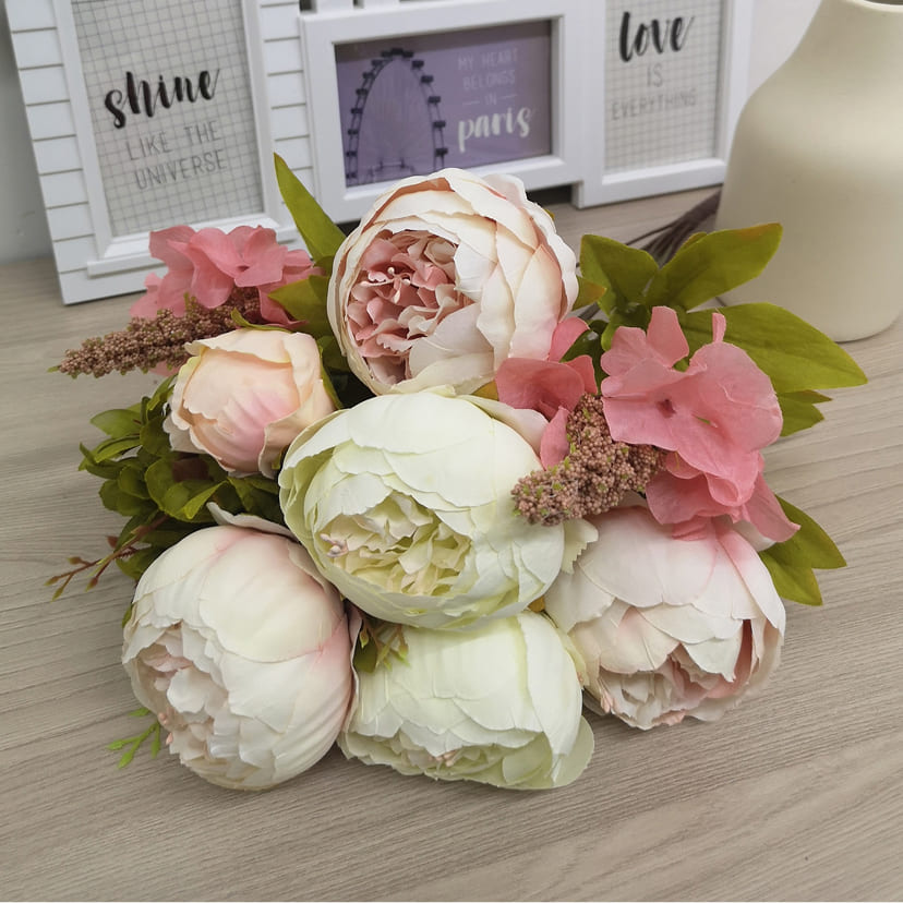 Искусственные цветы на могилу в Нижнем Тагиле | Цветы искусственные «Пионы», молочно-розовые, букет